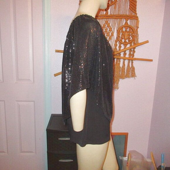 Prelude Sequin Poncho Top Size XXL Asymmetrical Layered Look Witchy Whimsigoth - Picture 9 of 14